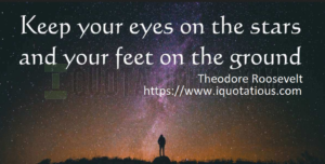 Keep your eyes on the stars, and your feet on the ground.