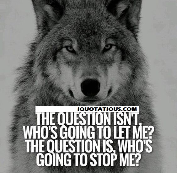 The question isn't who's going to let me? The question is, who's going to stop me?